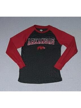 Colosseum Arkansas Razorback Long Sleeve Shirt Mens Size Small Heather Gray And